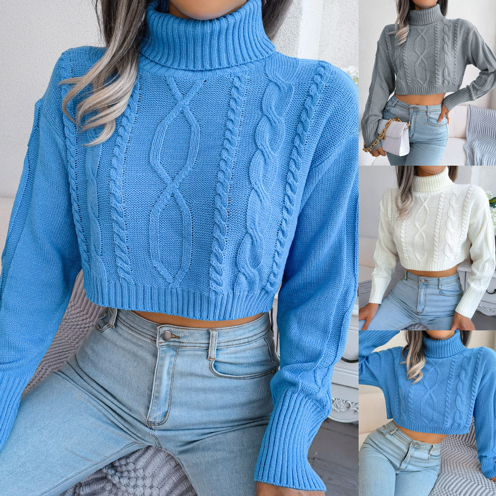 Cropped Strickpullover mit Rollkragen – Streetstyle Edition